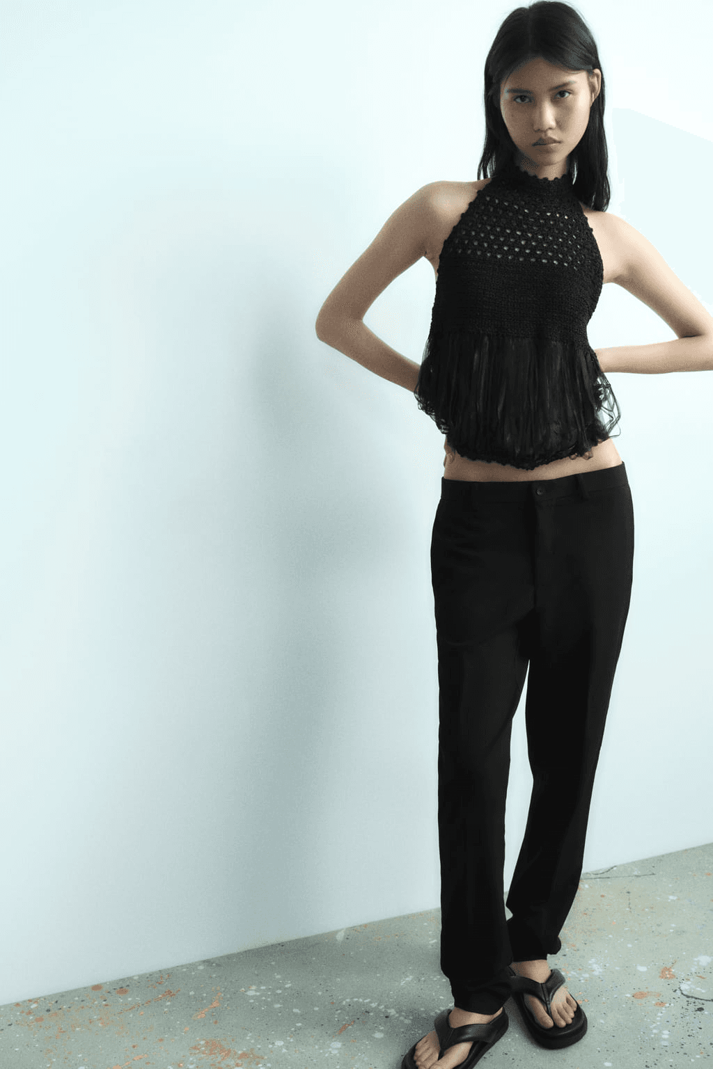 House Of CB Mitzi Ribbed Knit Leggings In Black